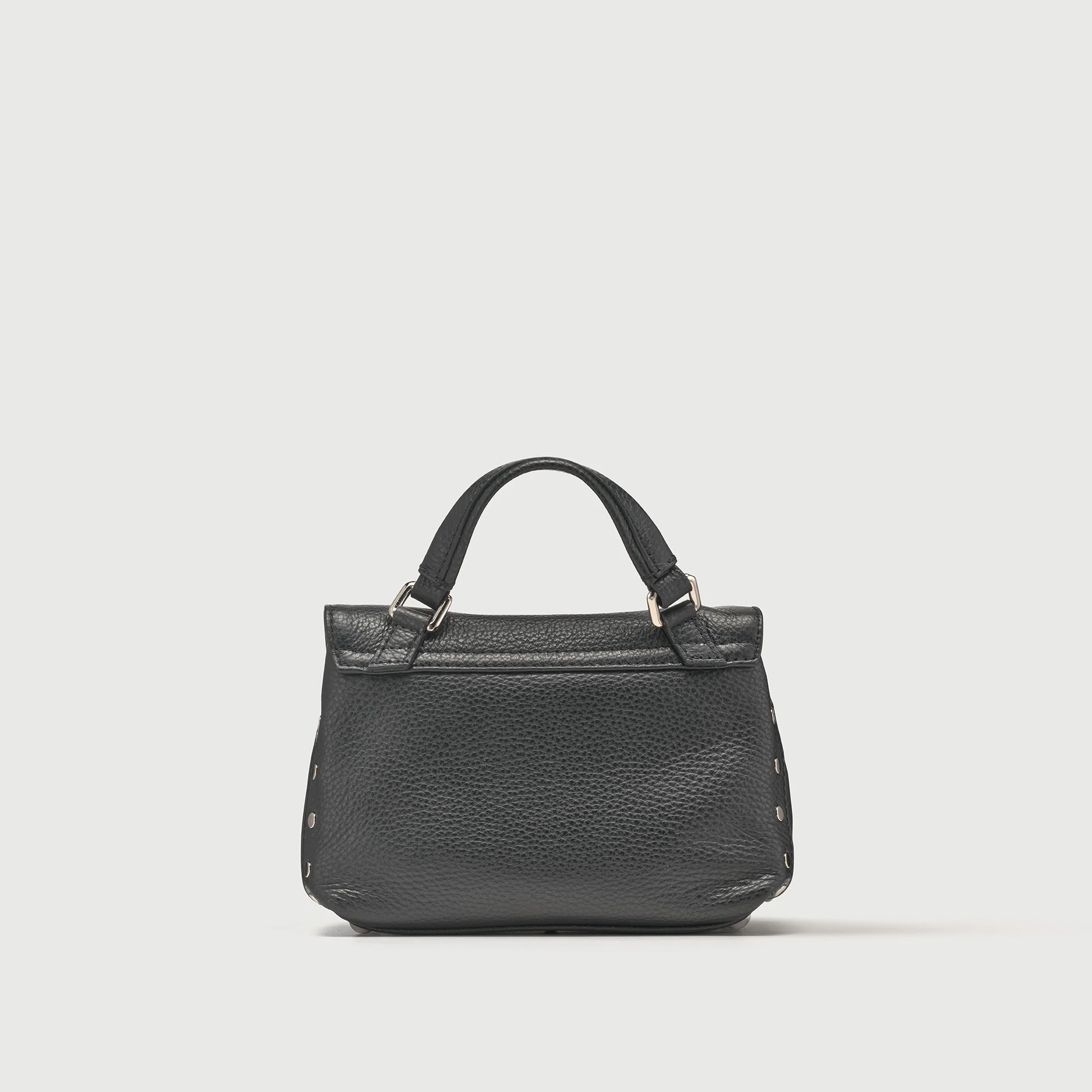 BORSA POSTINA® BABY IN PELLE MARTELLATA BLACK NERO - Image 3