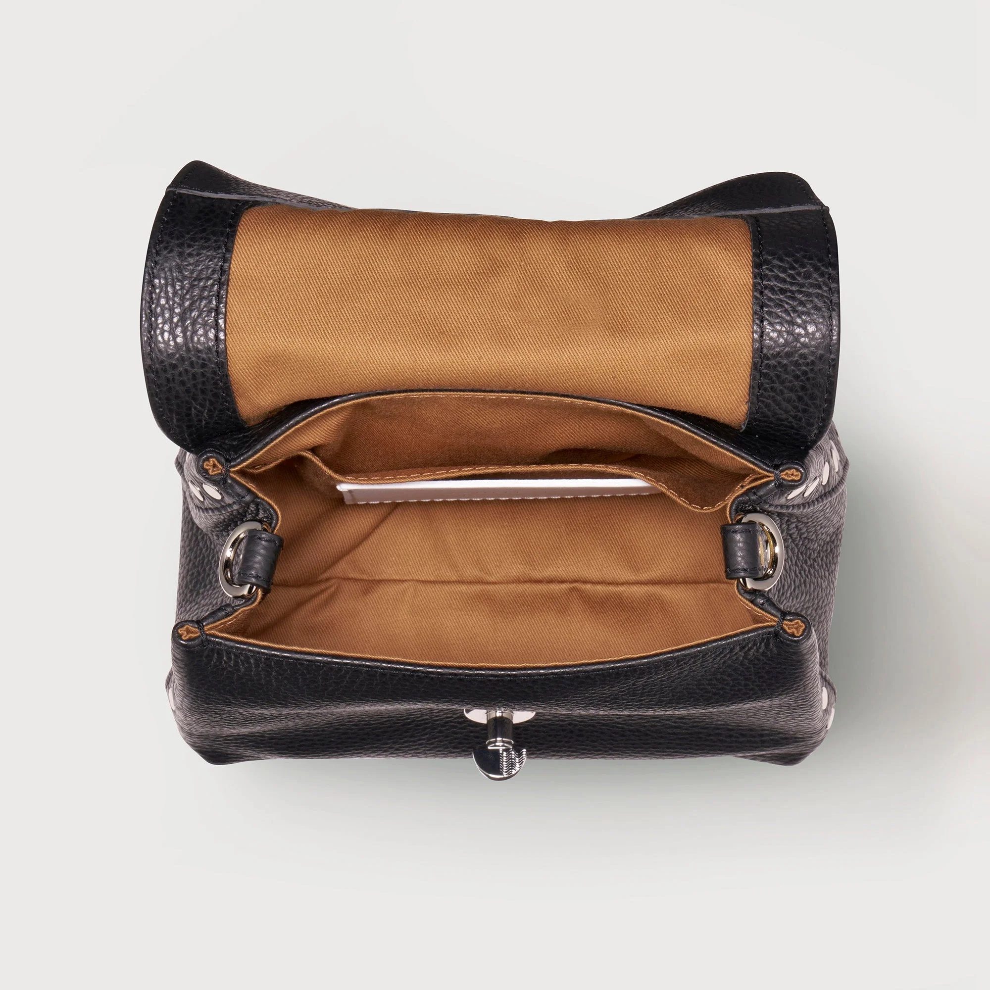 BORSA POSTINA® BABY IN PELLE MARTELLATA BLACK NERO - Image 4