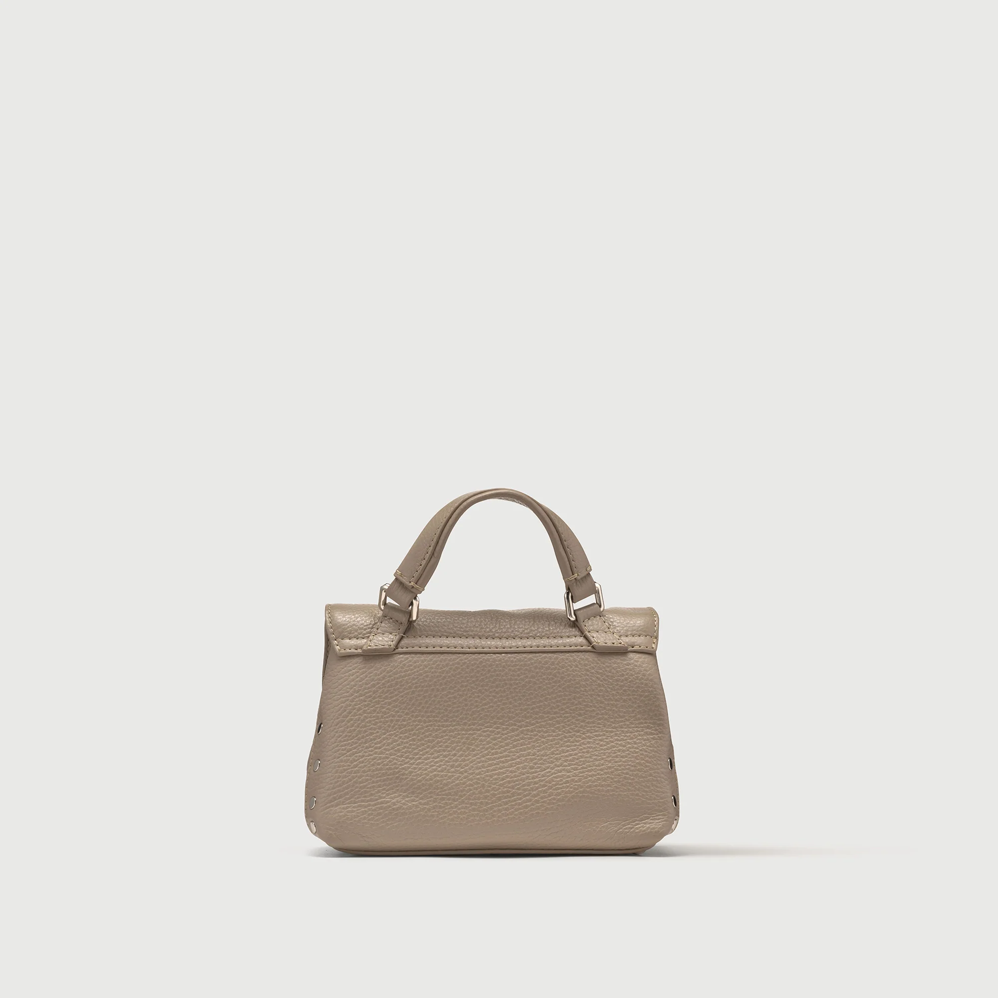 BORSA POSTINA® BABY IN PELLE MARTELLATA GREY CRETA - Image 3