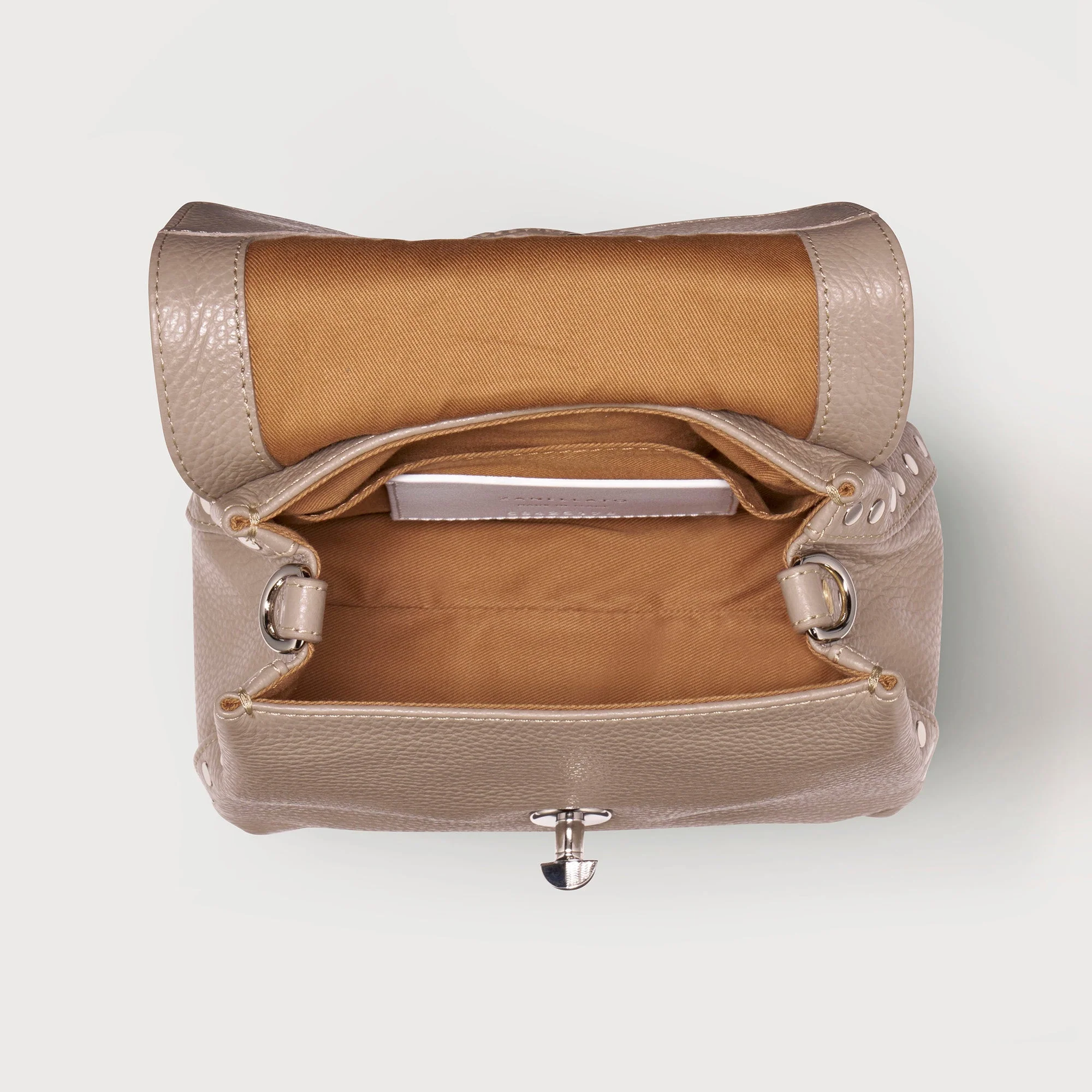 BORSA POSTINA® BABY IN PELLE MARTELLATA GREY CRETA - Image 4