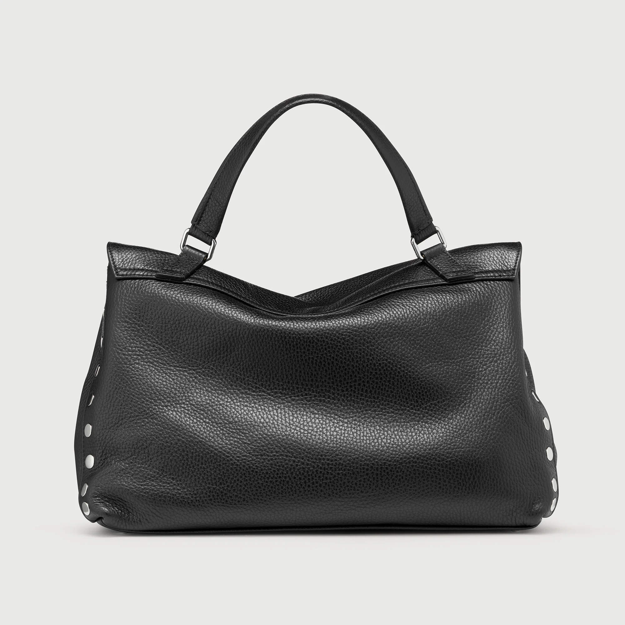 BORSA POSTINA® MEDIUM IN PELLE MARTELLATA BLACK NERO - Image 3
