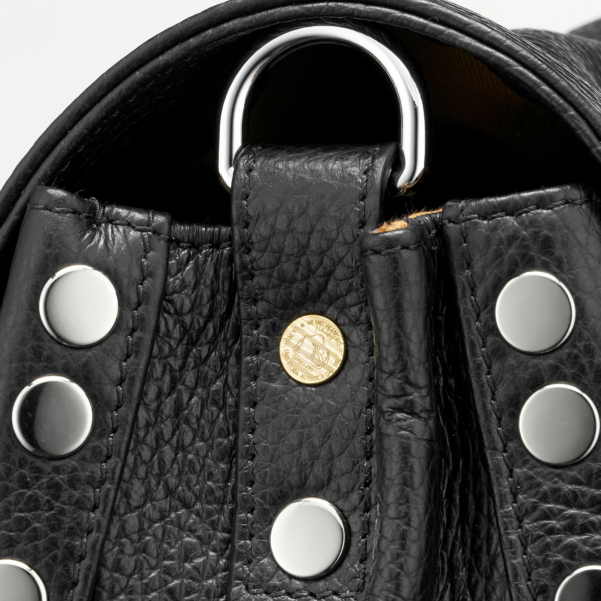 BORSA POSTINA® MEDIUM IN PELLE MARTELLATA BLACK NERO - Image 5