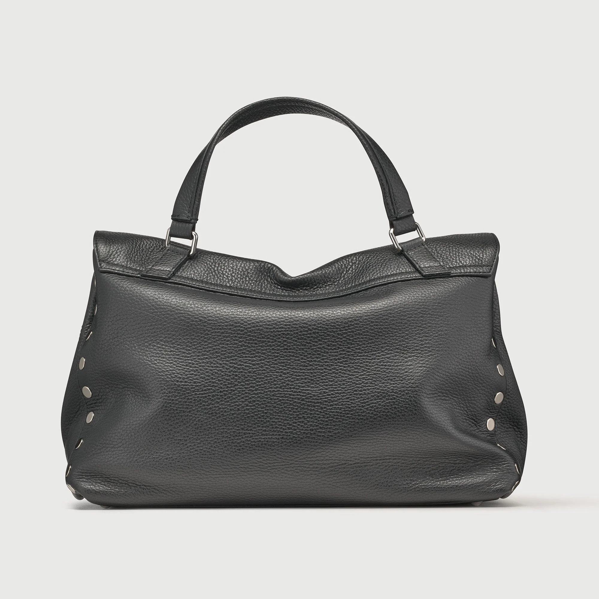 BORSA POSTINA® MEDIUM IN PELLE MARTELLATA BLACK NERO - Image 3