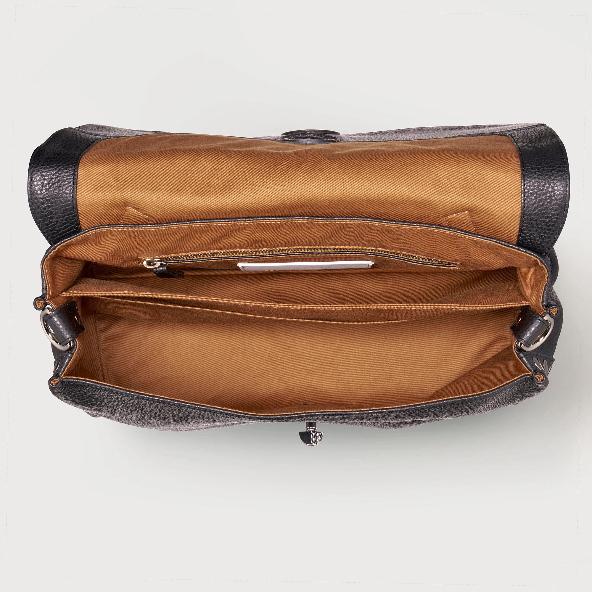 BORSA POSTINA® MEDIUM IN PELLE MARTELLATA BLACK NERO - Image 4