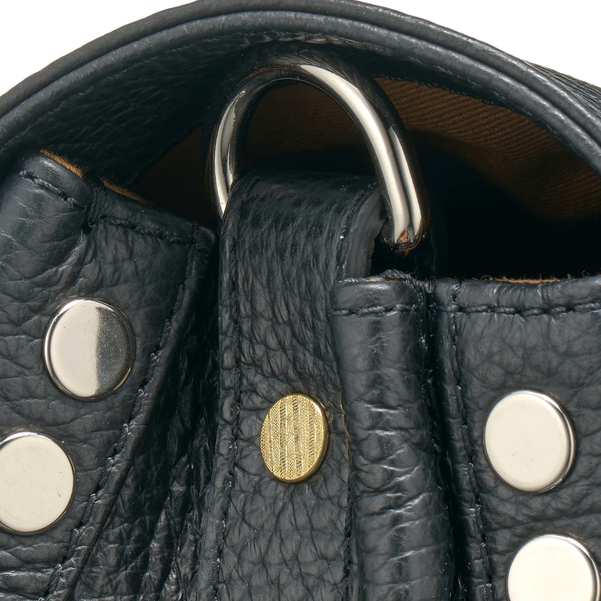 BORSA POSTINA® MEDIUM IN PELLE MARTELLATA BLACK NERO - Image 6