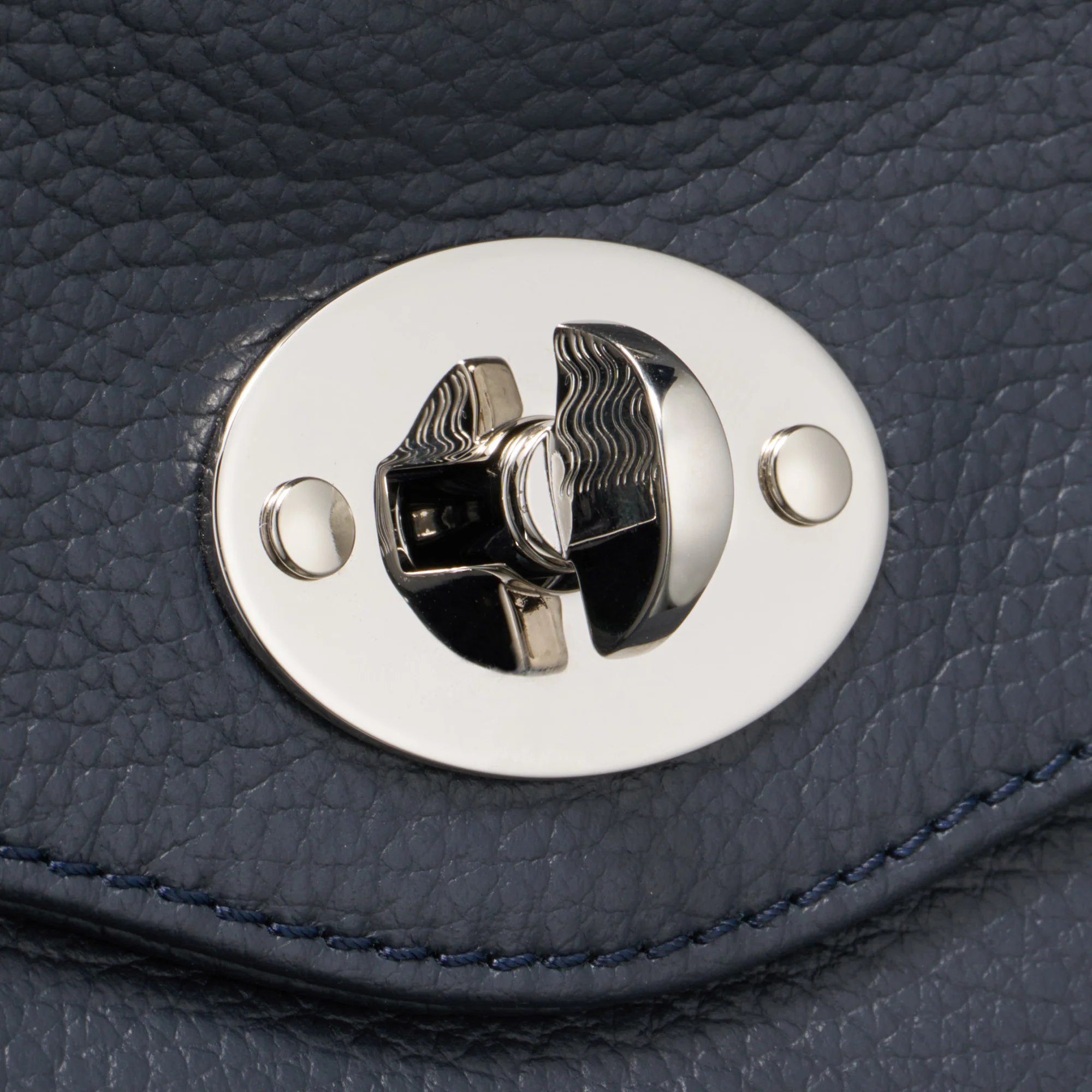 BORSA POSTINA® MEDIUM IN PELLE MARTELLATA DARK NAVY - Image 6