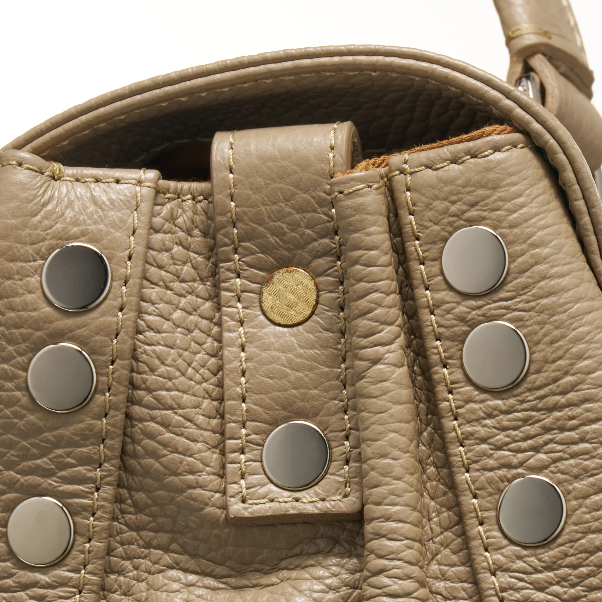 BORSA POSTINA® MEDIUM IN PELLE MARTELLATA GREY CRETA - Image 4