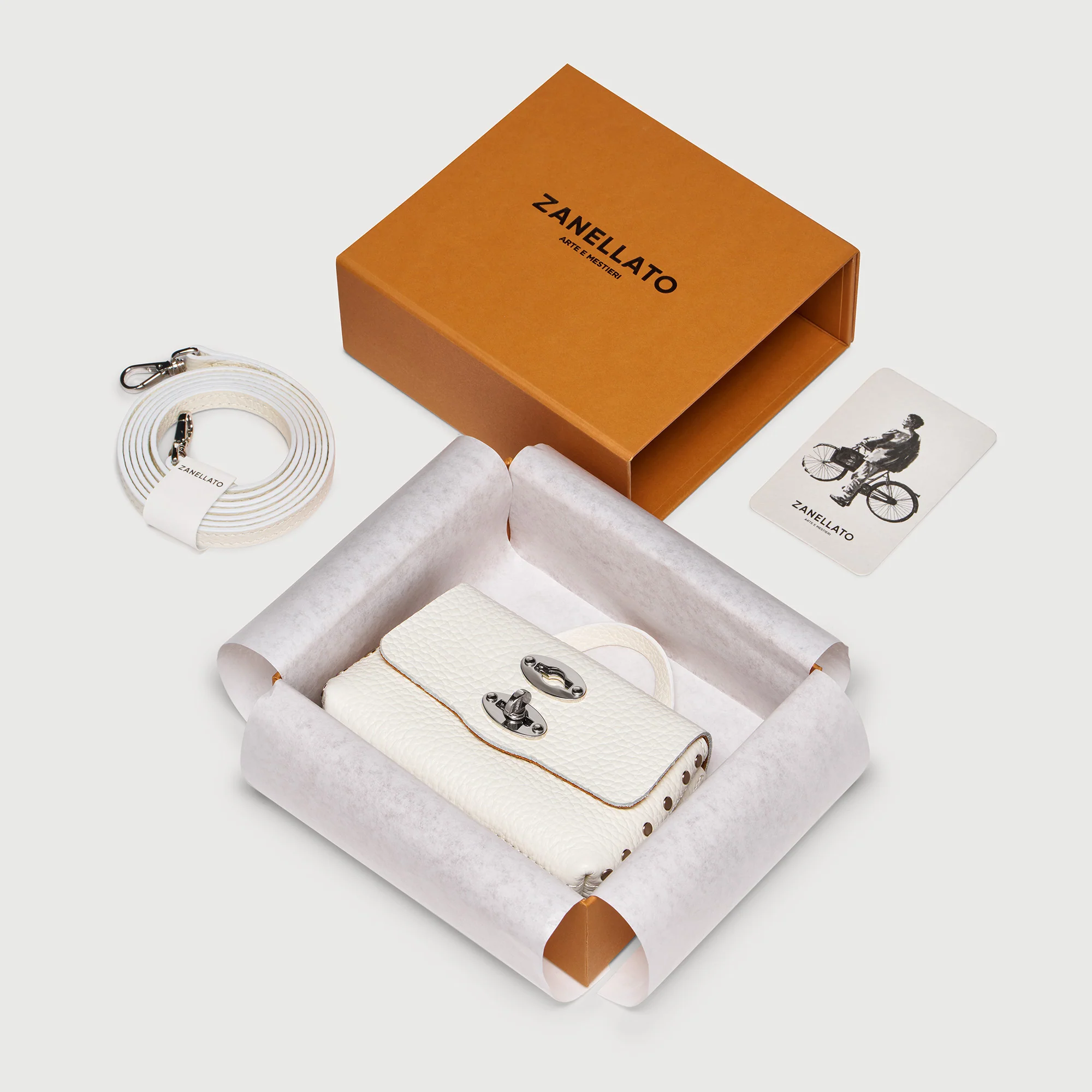 POSTINA® WALLET IN PELLE MARTELLATA BIANCO LATTE - Image 7