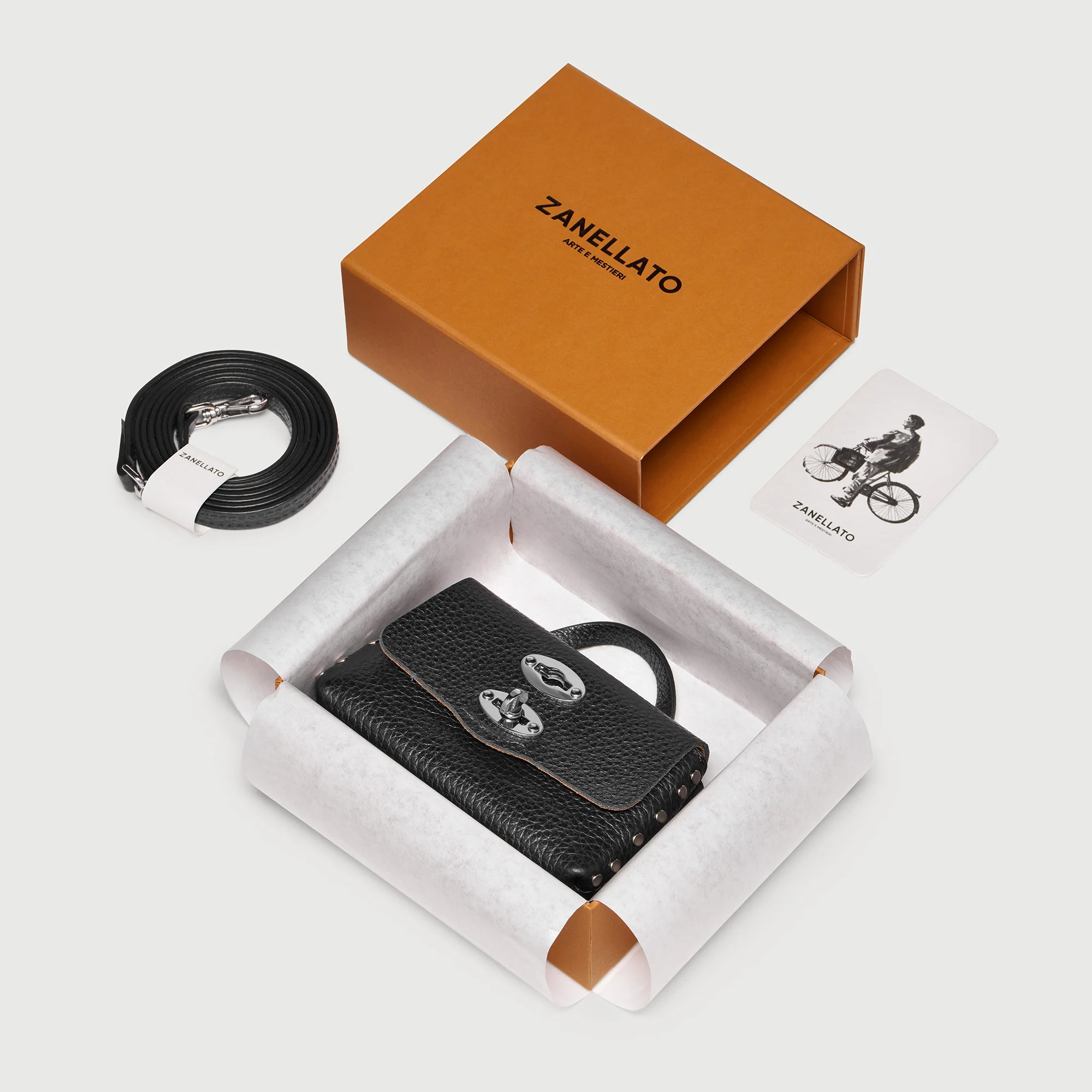 POSTINA® WALLET IN PELLE MARTELLATA BLACK NERO - Image 7