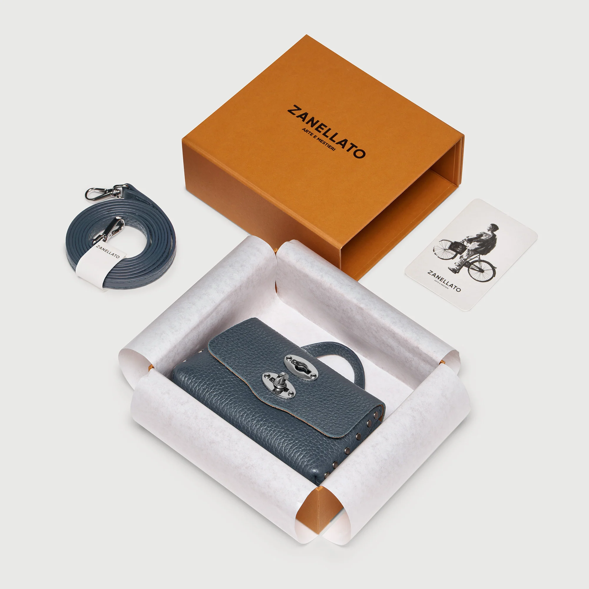 POSTINA® WALLET IN PELLE MARTELLATA BLUE PAVON - Image 7