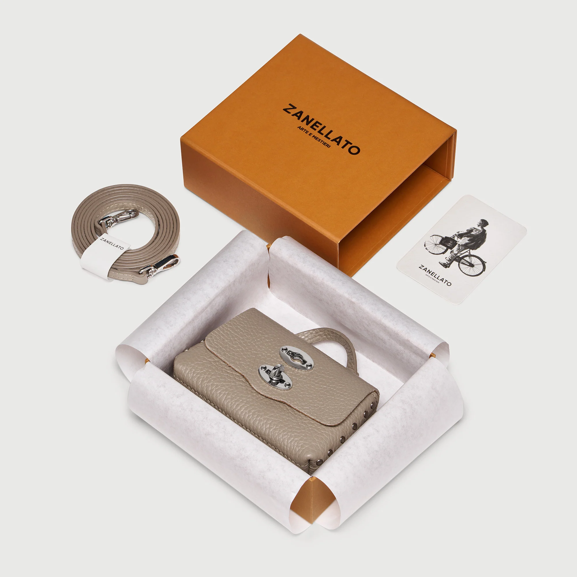 POSTINA® WALLET IN PELLE MARTELLATA GREY CRETA - Image 7