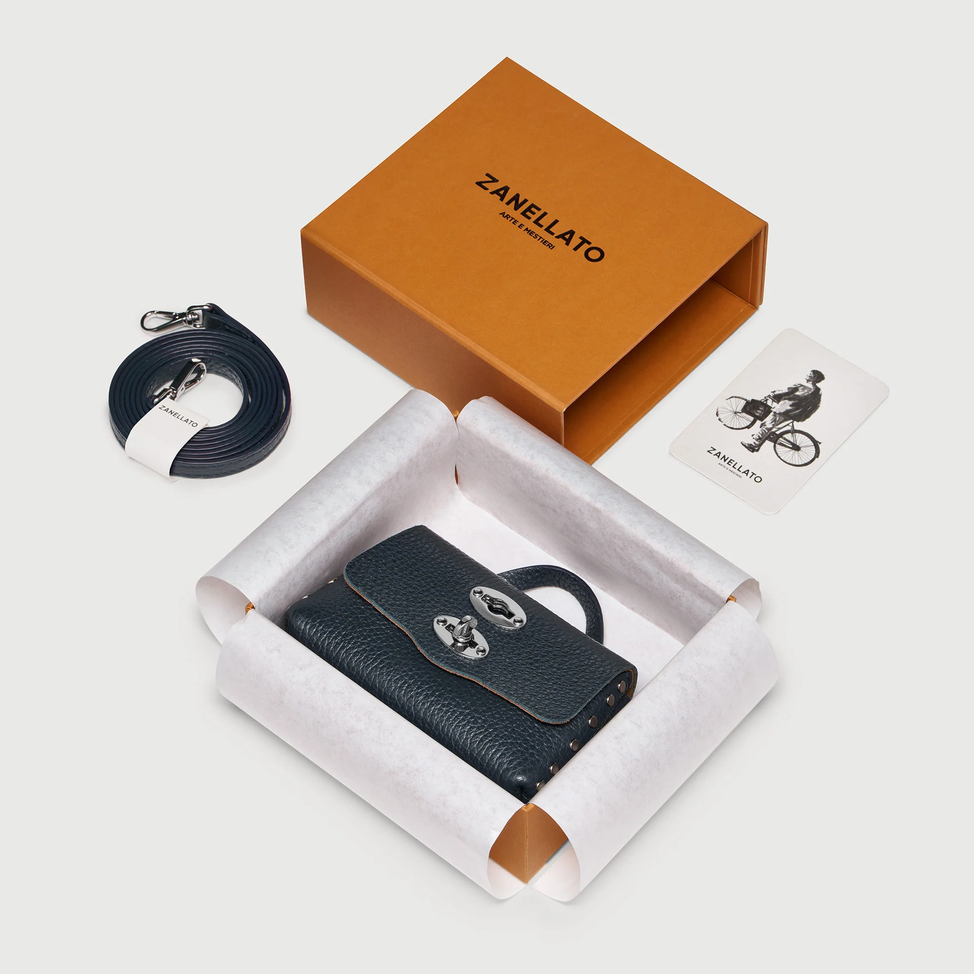 POSTINA® WALLET IN PELLE MARTELLATA DARK NAVY - Image 7