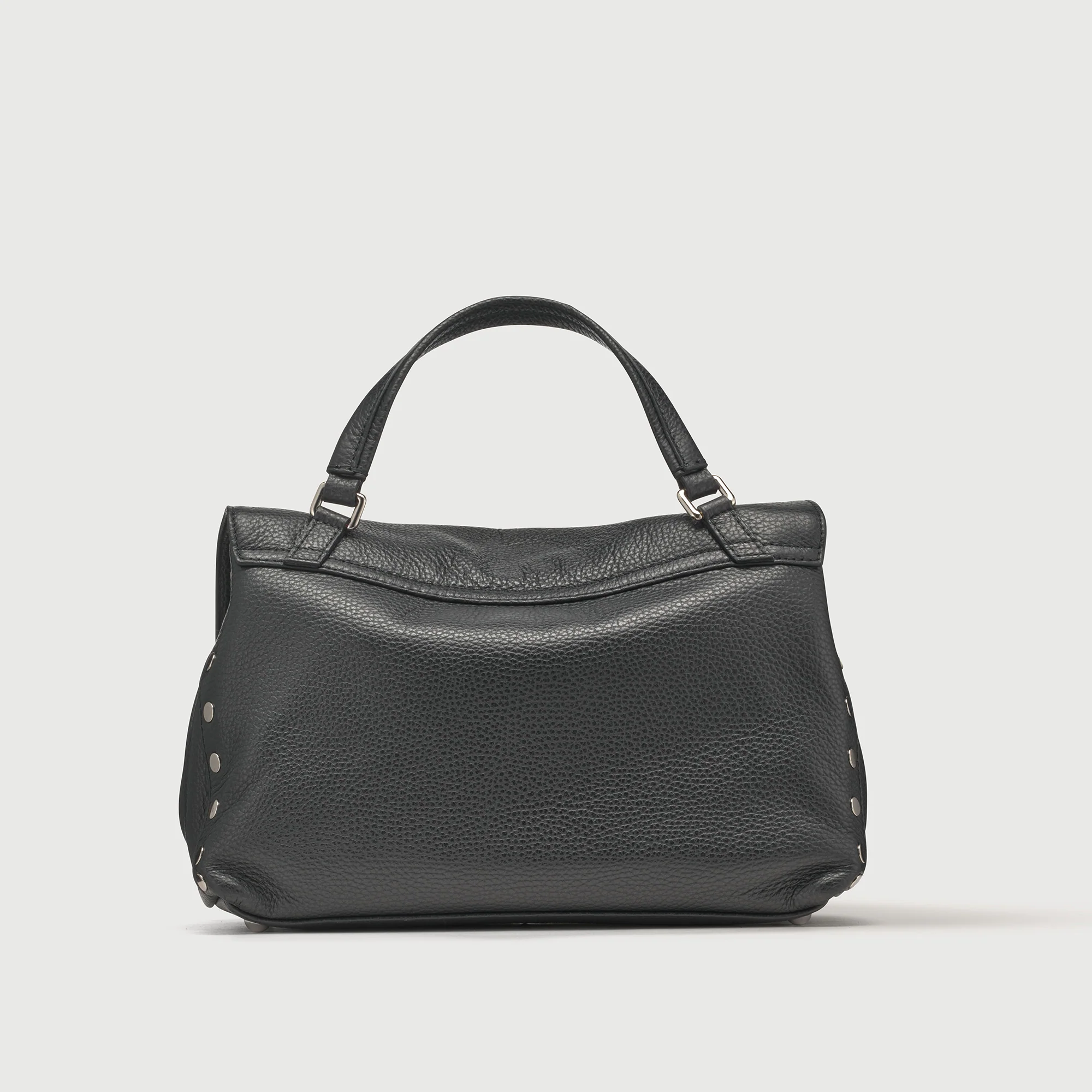 BORSA POSTINA® SMALL IN PELLE MARTELLATA BLACK NERO - Image 3