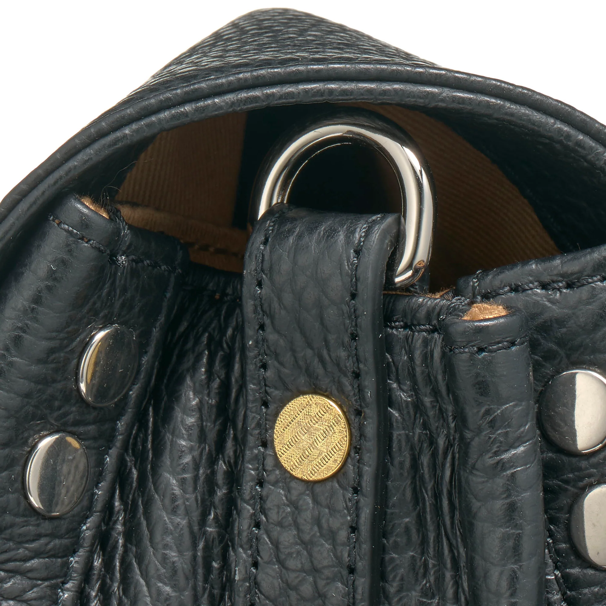 BORSA POSTINA® SMALL IN PELLE MARTELLATA BLACK NERO - Image 4