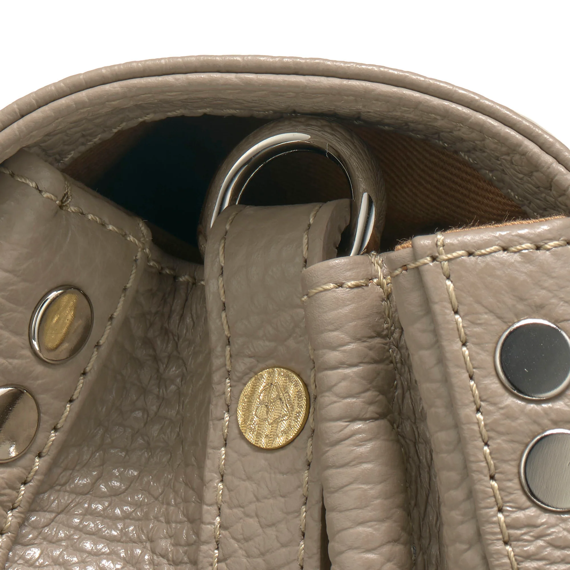 BORSA POSTINA® SMALL IN PELLE MARTELLATA GREY CRETA - Image 6